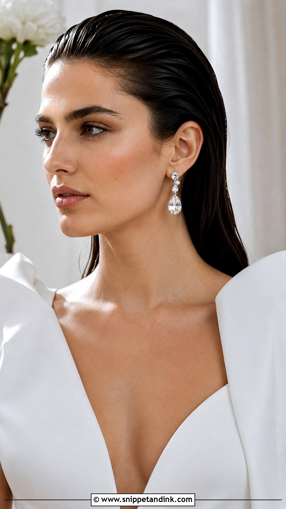 Slicked Back Wet Look for Medium Hair - Snippet and Ink - 20 Wedding Hair for Shoulder Length Hair Ideas