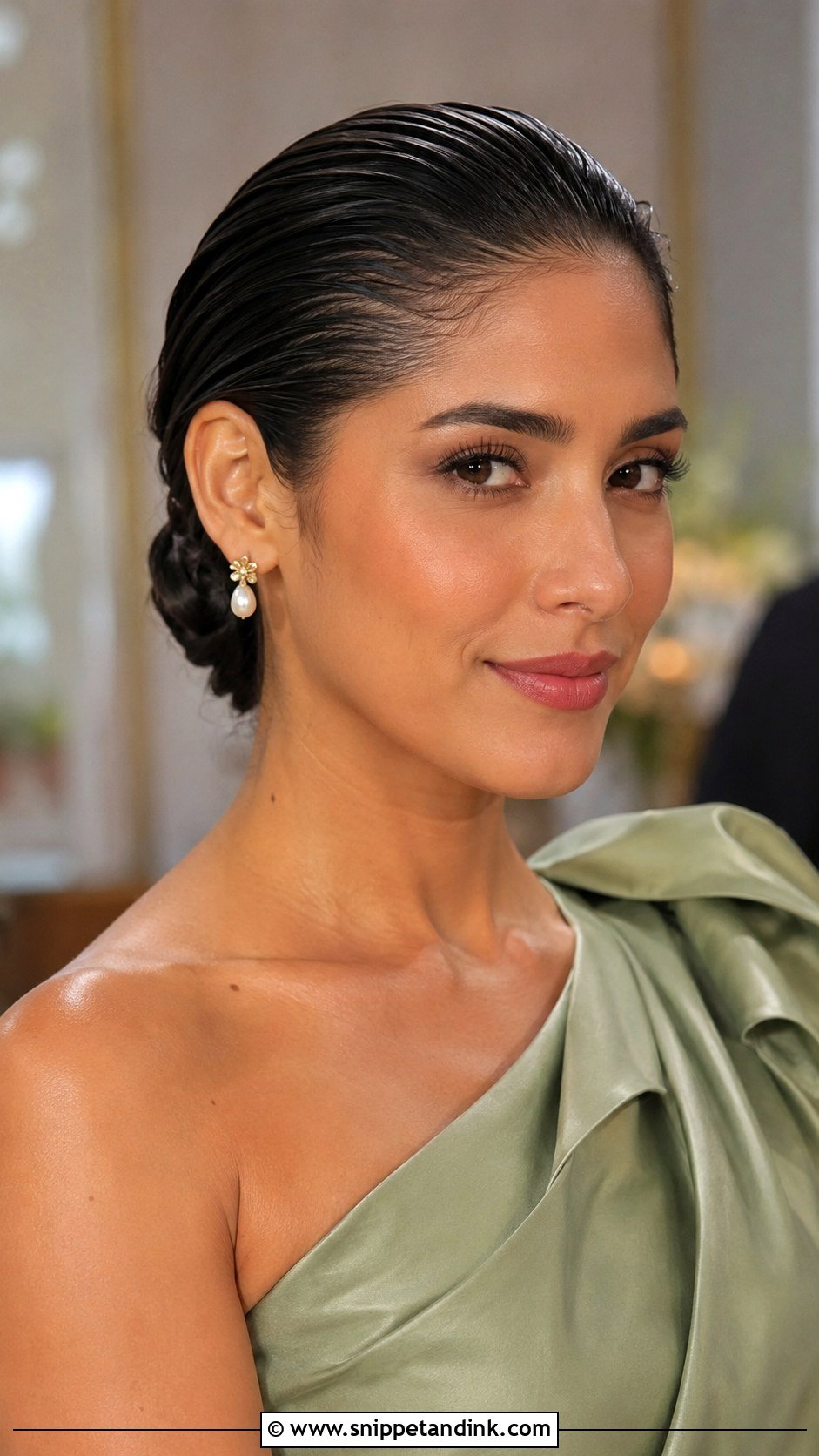 Slicked Back Wet Look for Wedding Guest - Snippet and Ink - 25 Hair Inspo for Wedding Guest Ideas