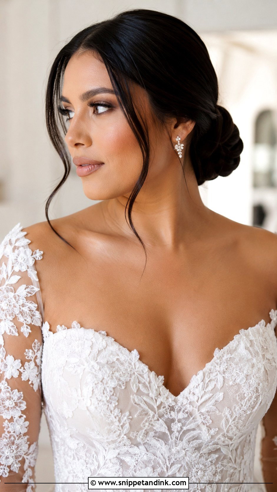 Slicked Bun With Face Framing Pieces Wedding Hair - Snippet and Ink - 15 Slicked Bun Wedding Hair Ideas