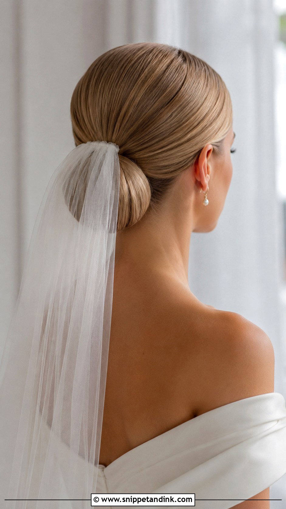 Slicked Bun With Veil Wedding Hair - Snippet and Ink - 15 Slicked Bun Wedding Hair Ideas
