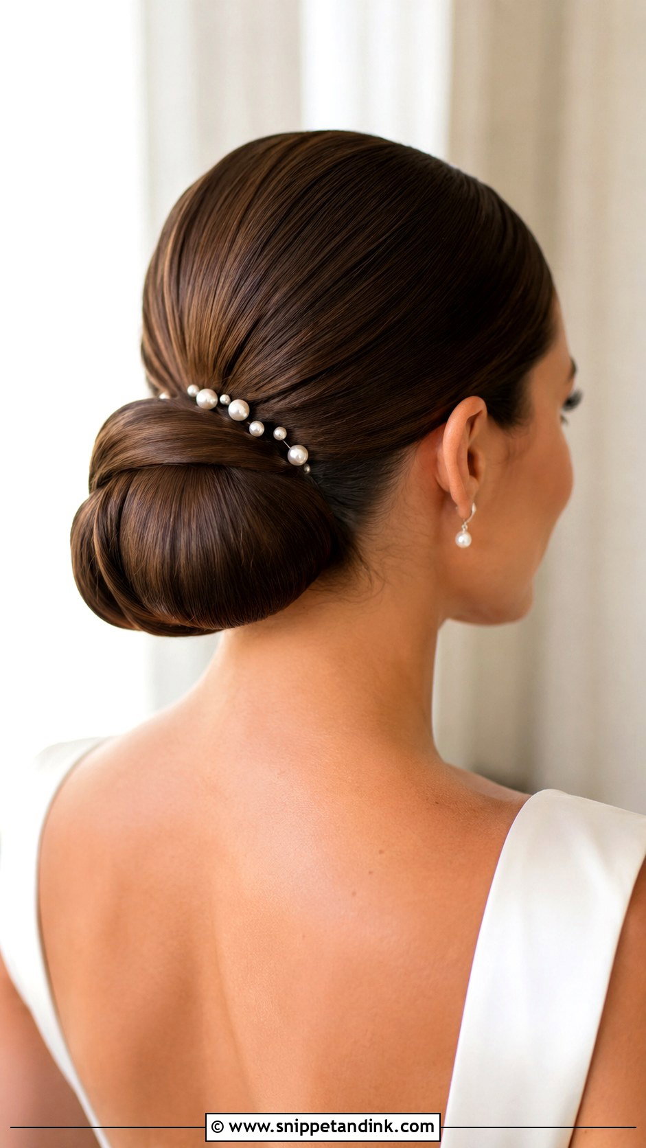 Slicked Middle Part Bun Wedding Hair - Snippet and Ink - 15 Slicked Bun Wedding Hair Ideas