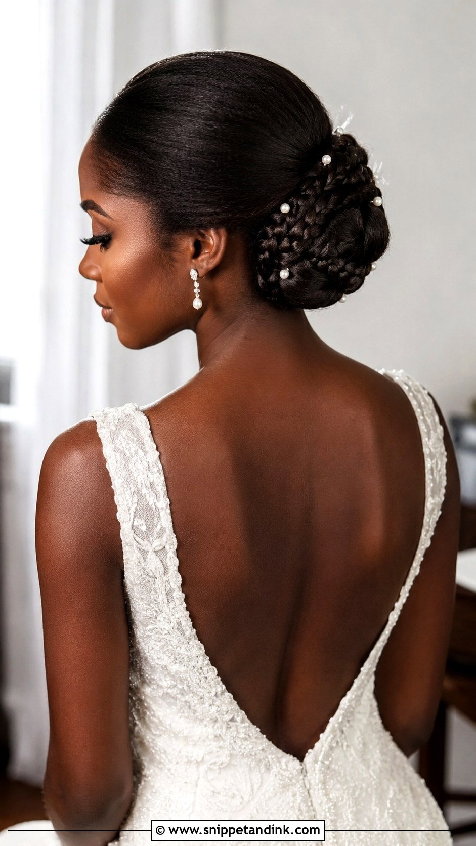 Slicked Wedding Braided Bun - Snippet and Ink - 15 Slicked Wedding Hair Ideas