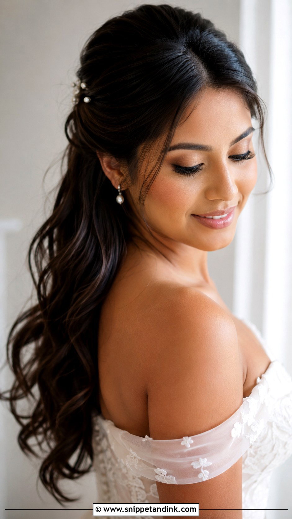 Slicked Wedding Half Up Hair - Snippet and Ink - 15 Slicked Wedding Hair Ideas