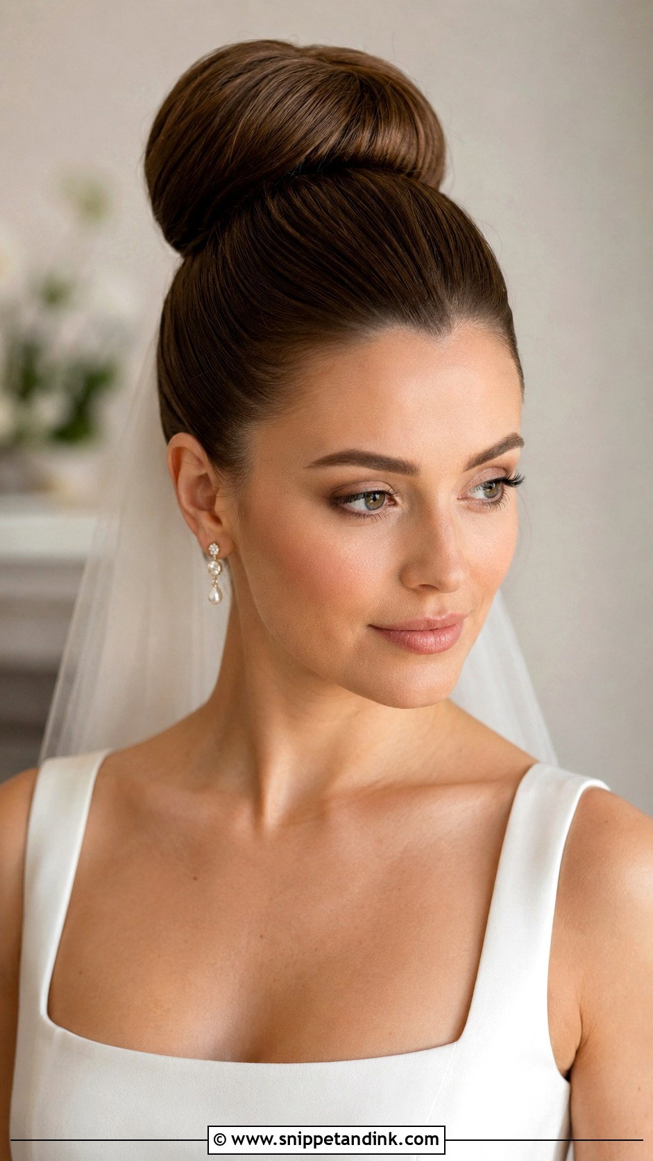 Slicked Wedding High Bun - Snippet and Ink - 15 Slicked Wedding Hair Ideas