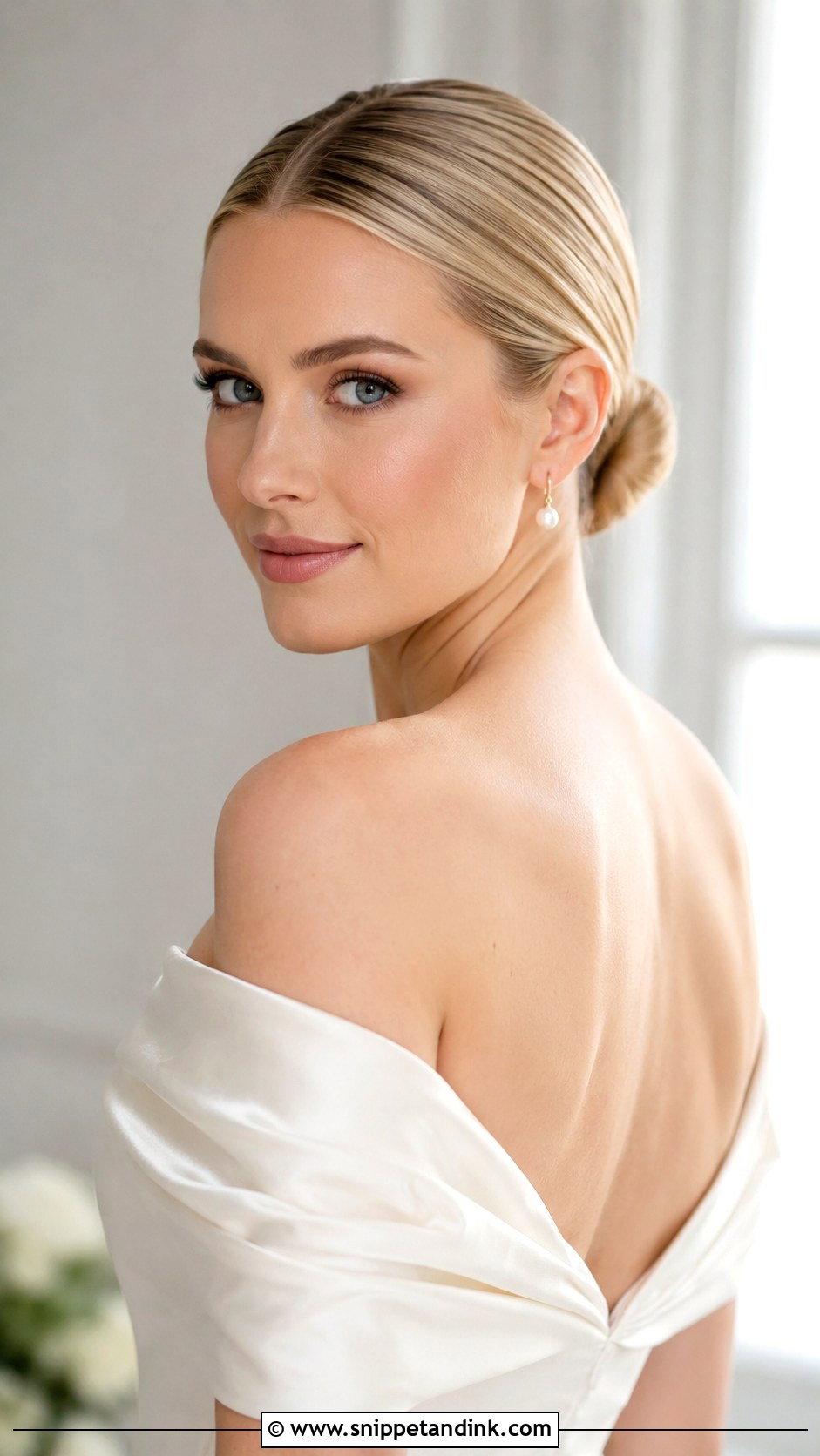 Slicked Wedding Low Bun - Snippet and Ink - 15 Slicked Wedding Hair Ideas