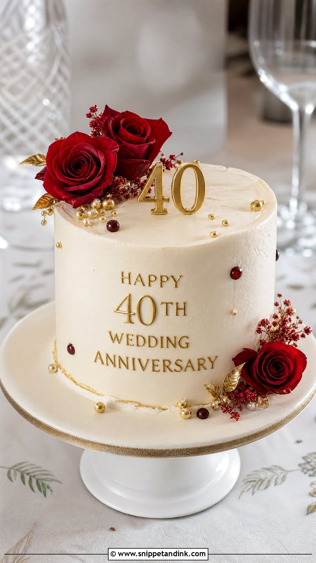Small 40th Anniversary Cake - Snippet and Ink - 25 40th Wedding Anniversary Cake Ideas