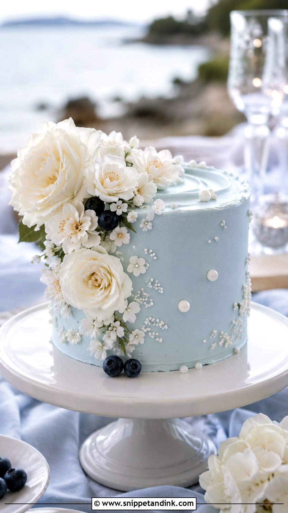 Small Blue Wedding Cake - Snippet and Ink - 25 Small Single Tier Wedding Cake Ideas