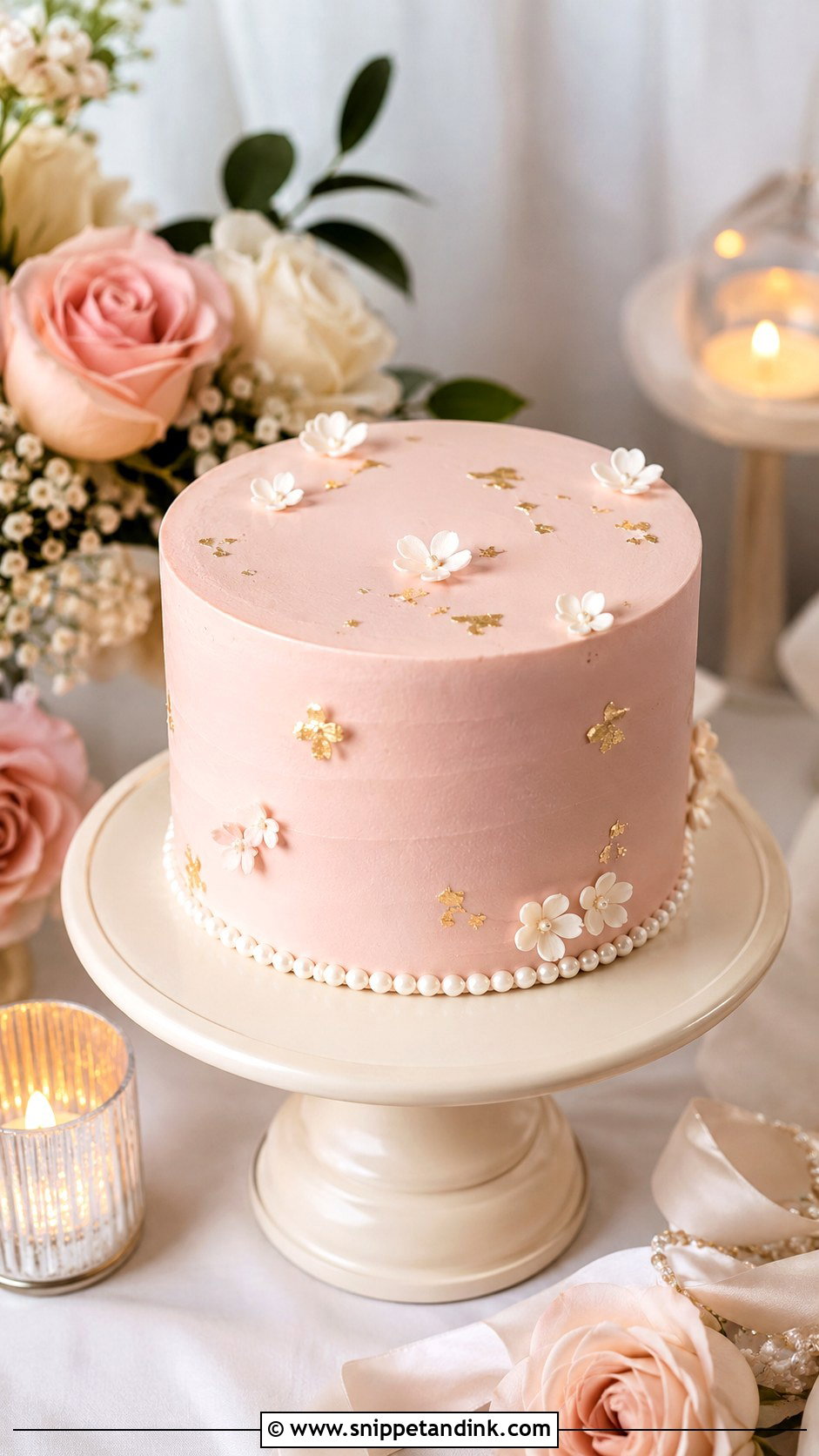 Small Blush Wedding Cake - Snippet and Ink - 25 Small Single Tier Wedding Cake Ideas