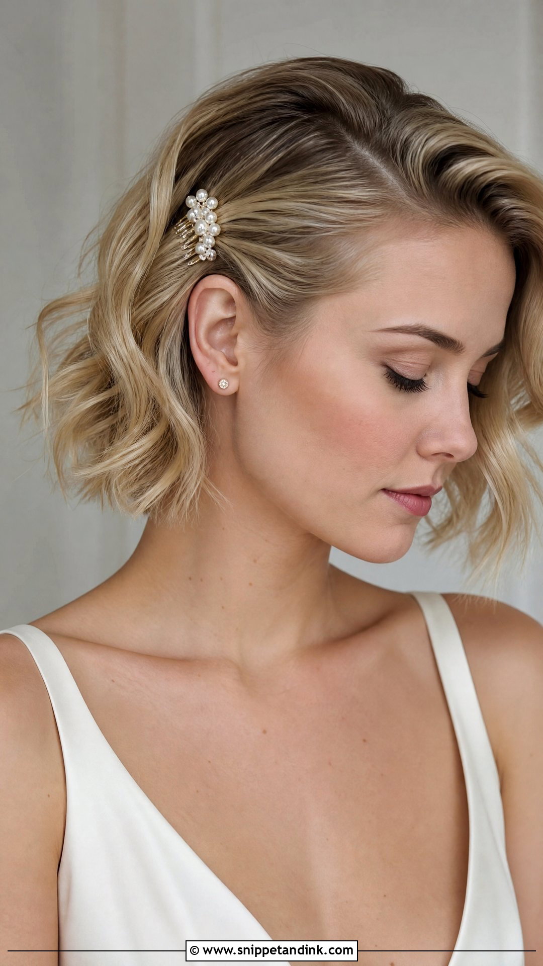 Small Bridal Hair Comb With Short Hair - Snippet and Ink - 15 Bridal Hair Combs