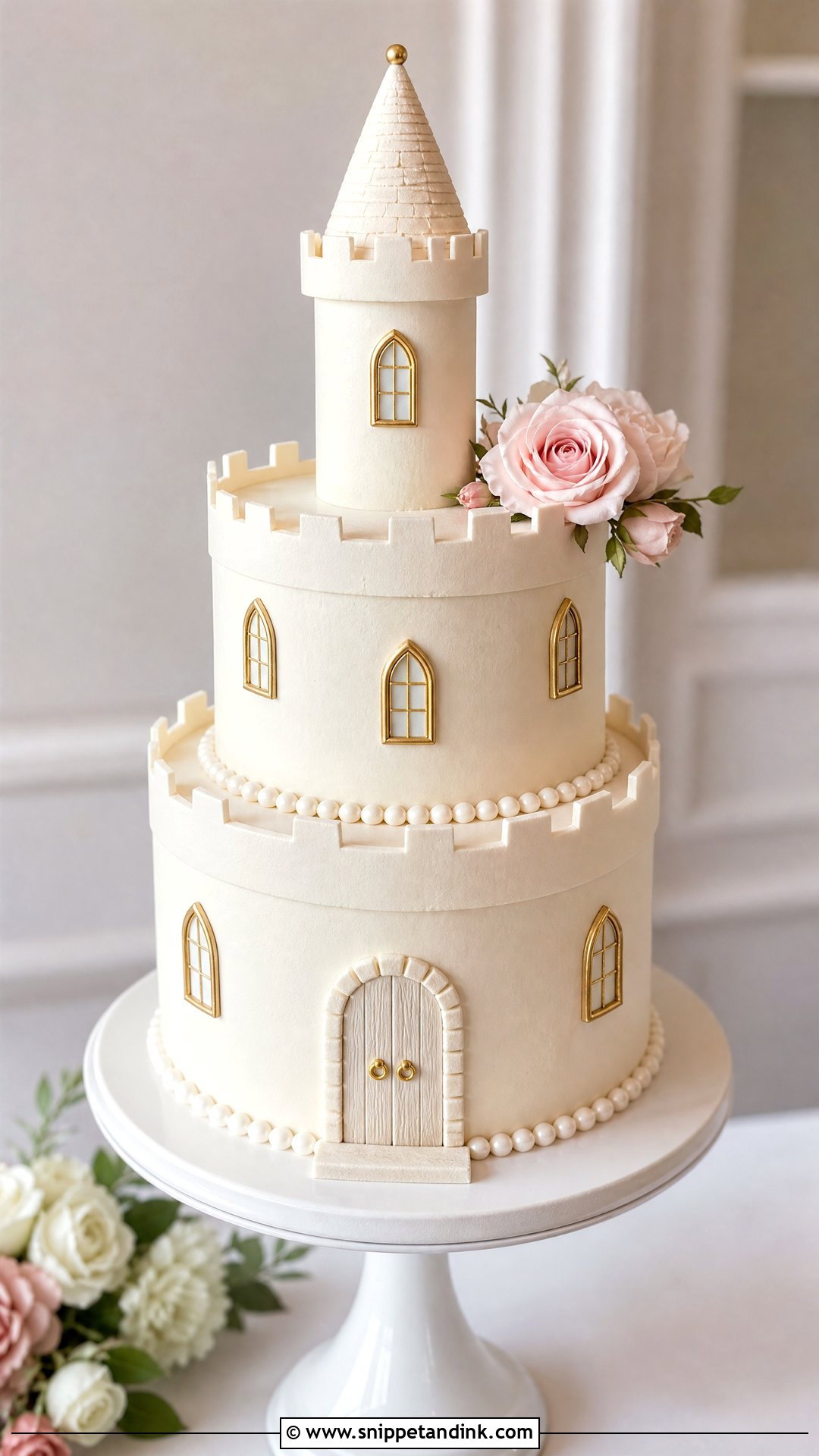 Small Castle Wedding Cake - Snippet and Ink - 25 Castle Theme Cake Ideas for Wedding