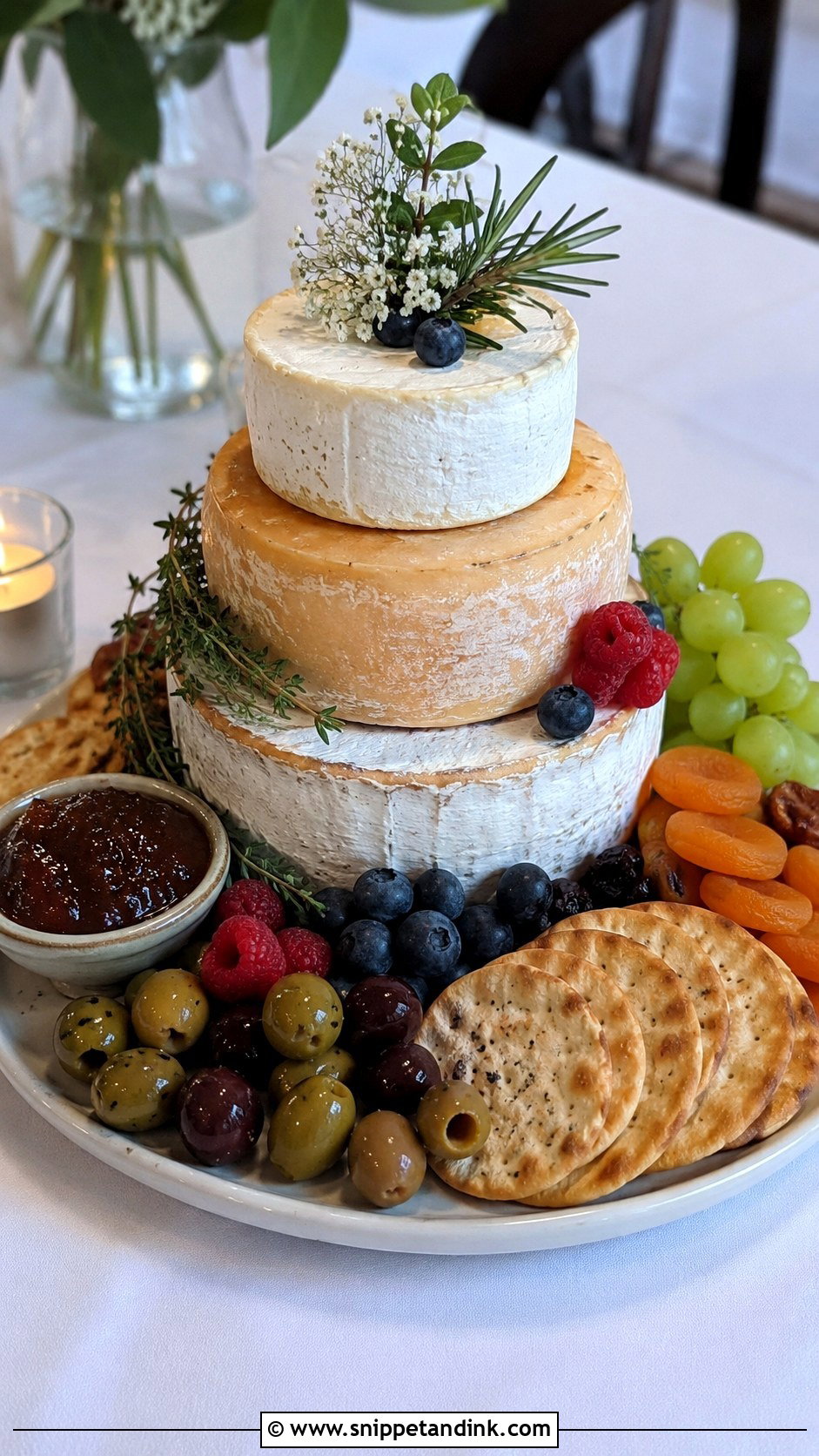 Small Cheese Board Wedding Cake - Snippet and Ink - 20 Cheese Board Wedding Cake Ideas