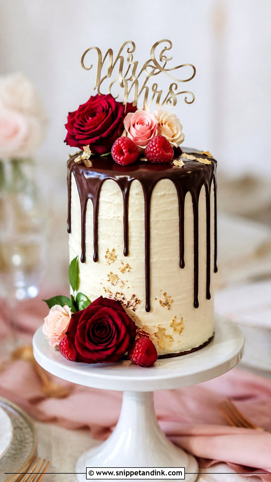 Small Chocolate Drip Wedding Cake - Snippet and Ink - 20 Chocolate Drip Wedding Cake Ideas