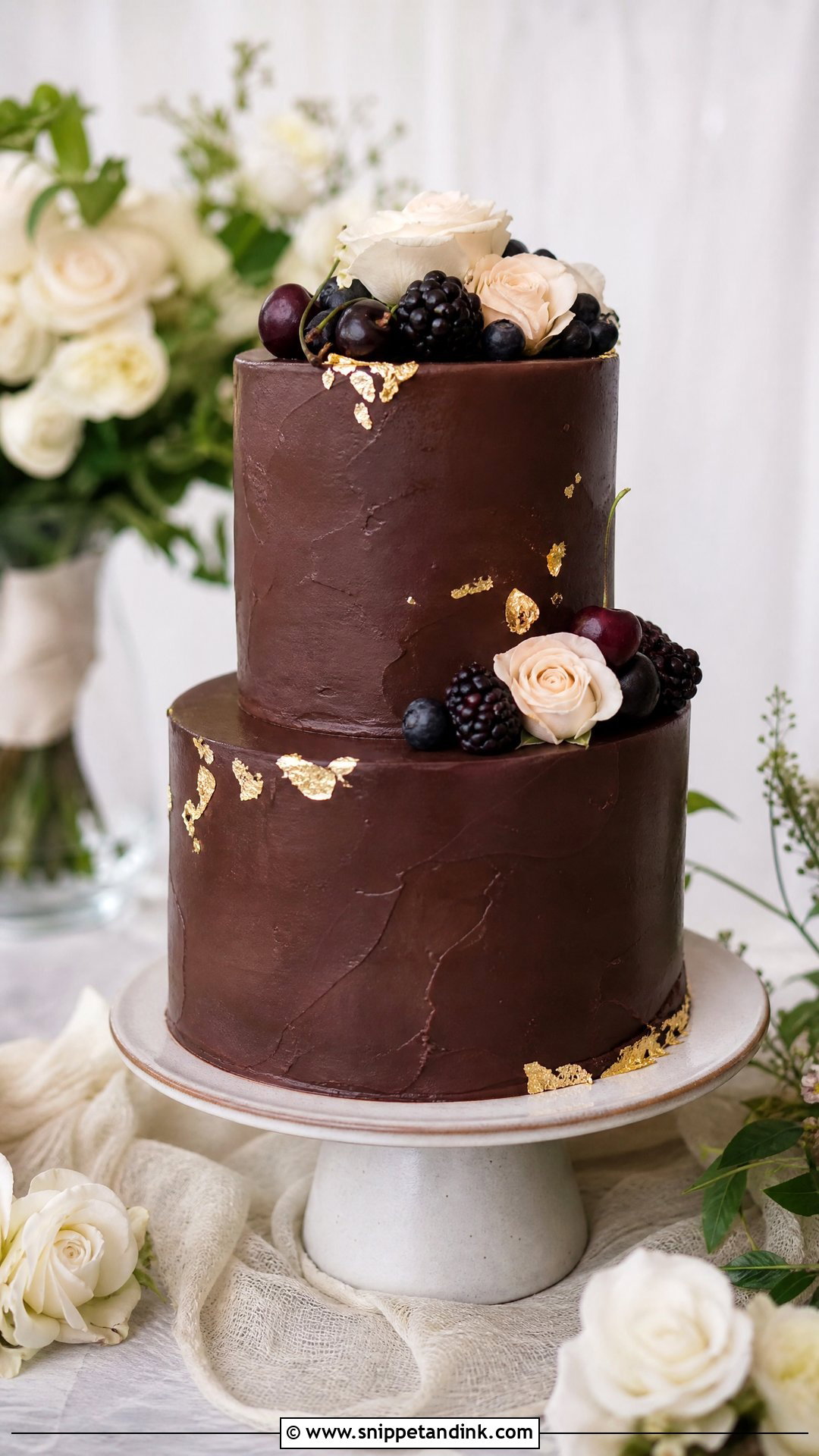 Small Chocolate Wedding Cake - Snippet and Ink - 25 Chocolate Wedding Cake Ideas