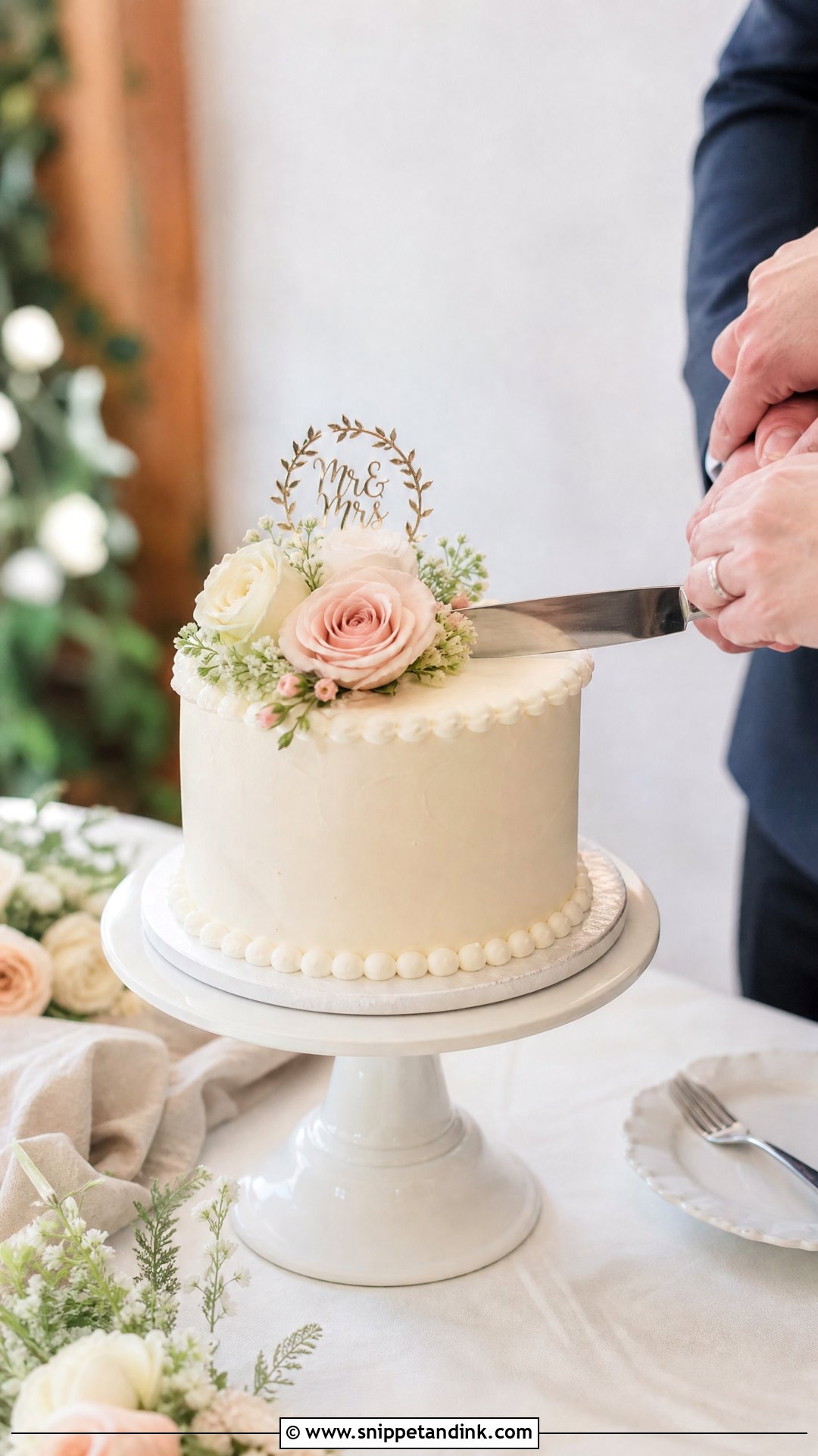 Small Cutting Wedding Cake - Snippet and Ink - 25 Small Wedding Cake Ideas