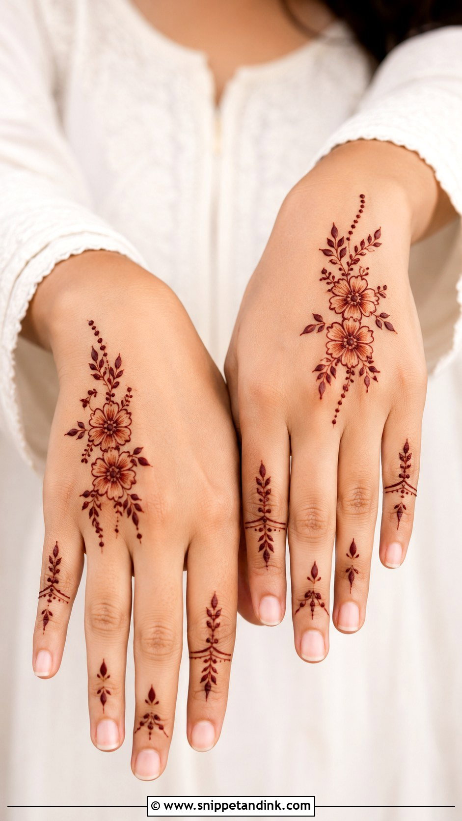 Small Floral Back Hand Mehndi - Snippet and Ink - 30 Minimalistic Mehndi Designs