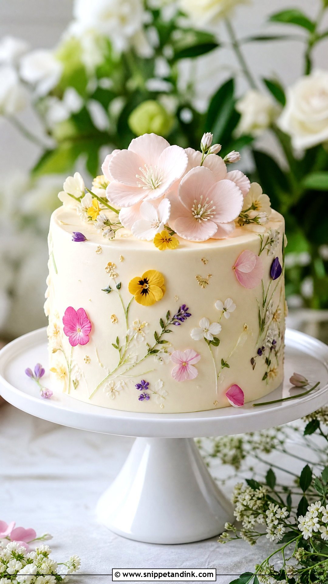 Small Floral Wedding Cake - Snippet and Ink - 20 Small Wedding Cake Ideas