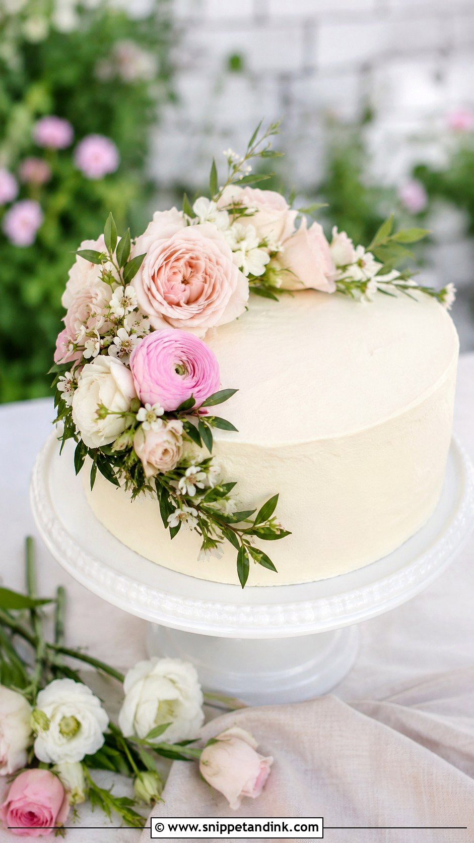 Small Floral Wedding Cake - Snippet and Ink - 25 Small Single Tier Wedding Cake Ideas