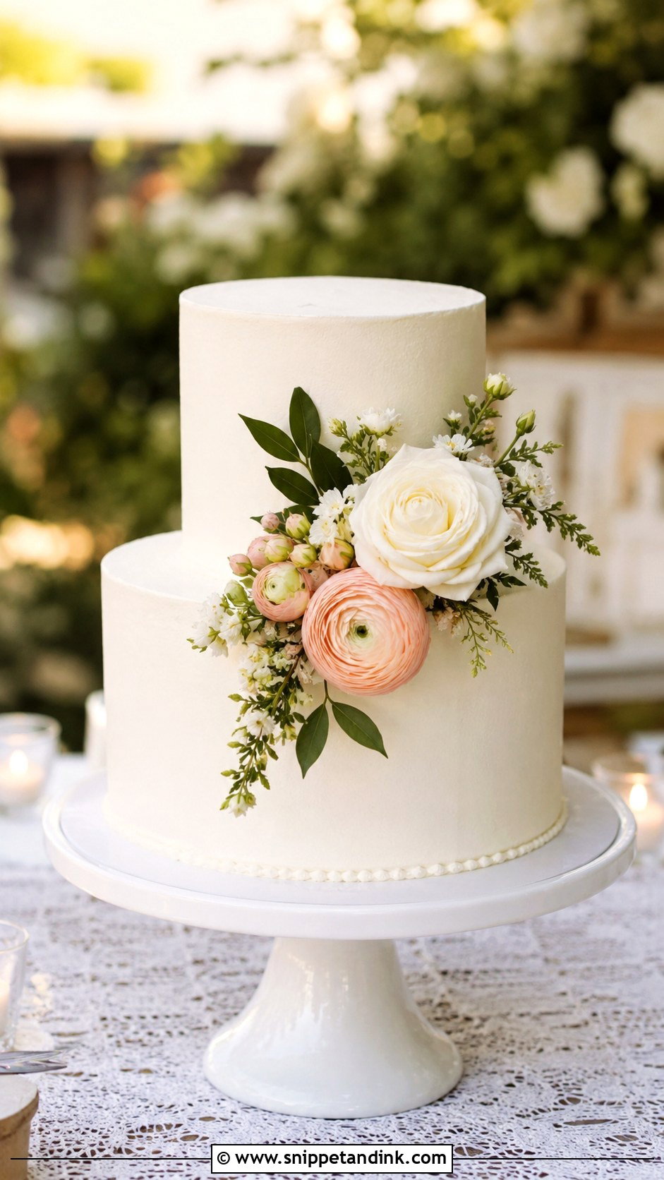Small Floral Wedding Cake - Snippet and Ink - 20 Minimalist Wedding Cake Designs