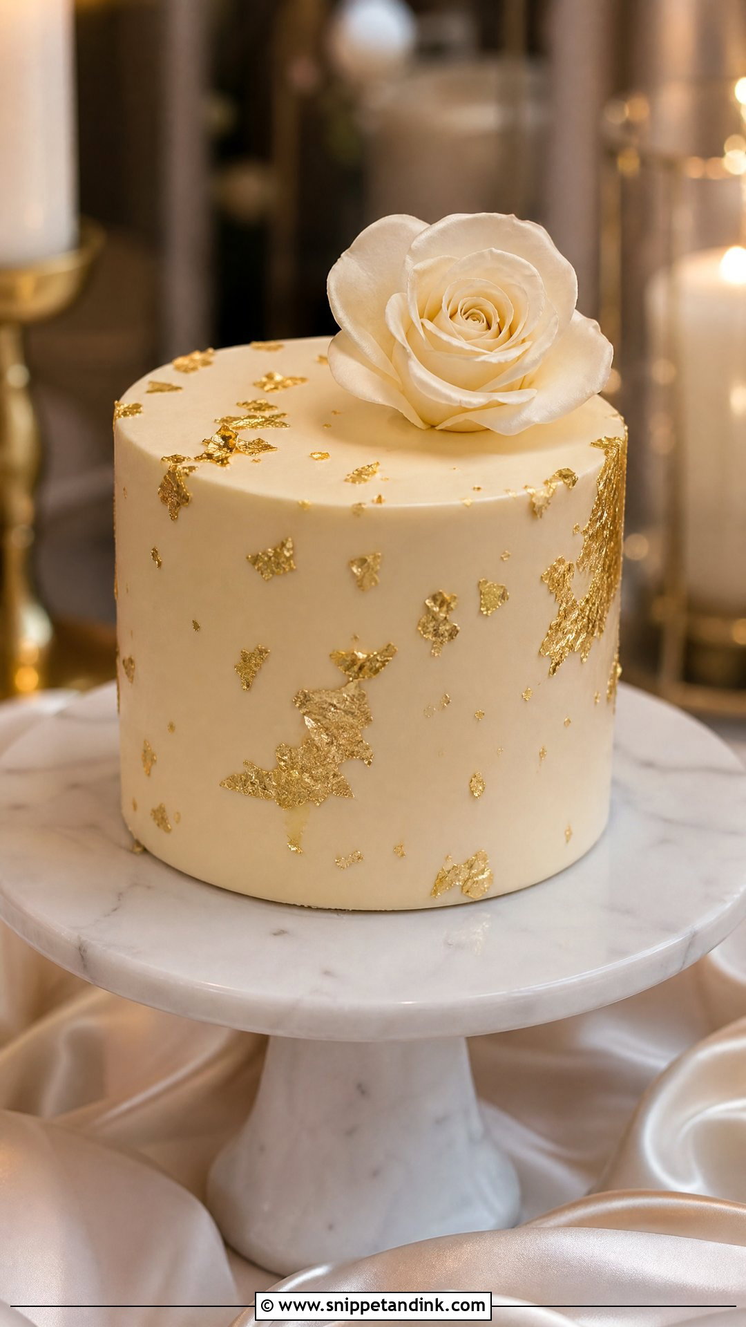 Small Gold Leaf Wedding Cake - Snippet and Ink - 25 Small Wedding Cake Ideas