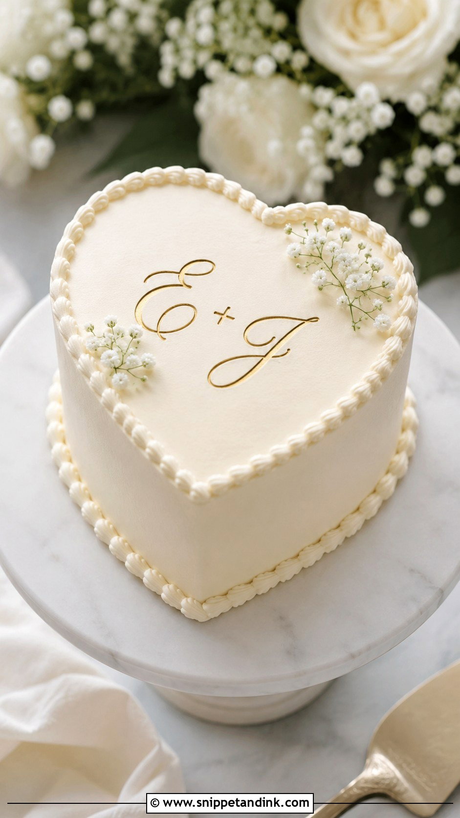 Small Heart Shaped Wedding Cake With Calligraphy - Snippet and Ink - 25 Small Heart Shaped Wedding Cake Ideas