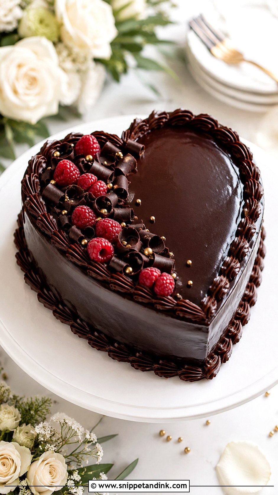 Small Heart Shaped Wedding Cake With Chocolate Ganache - Snippet and Ink - 25 Small Heart Shaped Wedding Cake Ideas