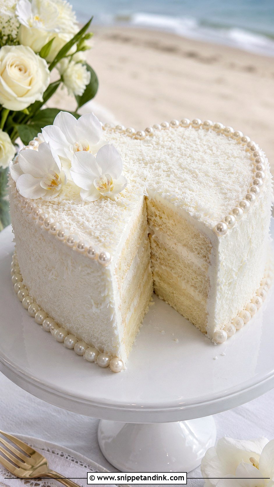 Small Heart Shaped Wedding Cake With Coconut - Snippet and Ink - 25 Small Heart Shaped Wedding Cake Ideas