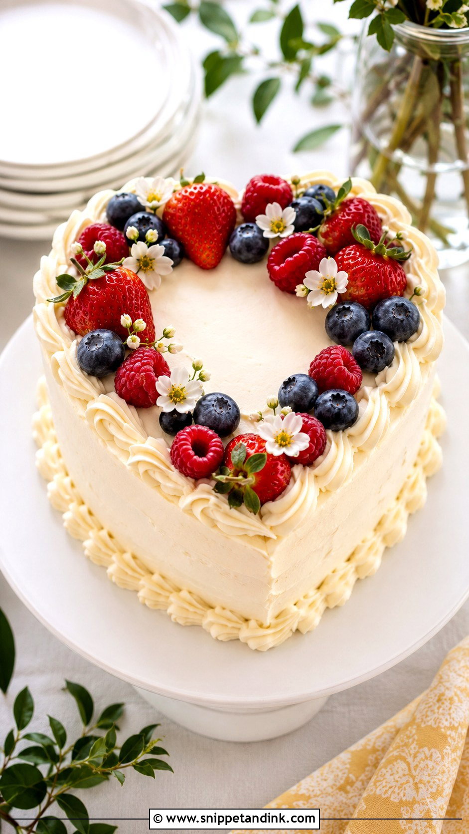 Small Heart Shaped Wedding Cake With Fresh Berries - Snippet and Ink - 25 Small Heart Shaped Wedding Cake Ideas