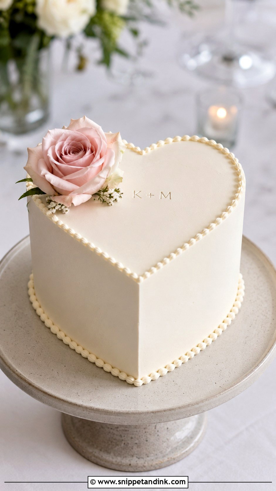 Small Heart Shaped Wedding Cake With Minimal Frosting - Snippet and Ink - 25 Small Heart Shaped Wedding Cake Ideas