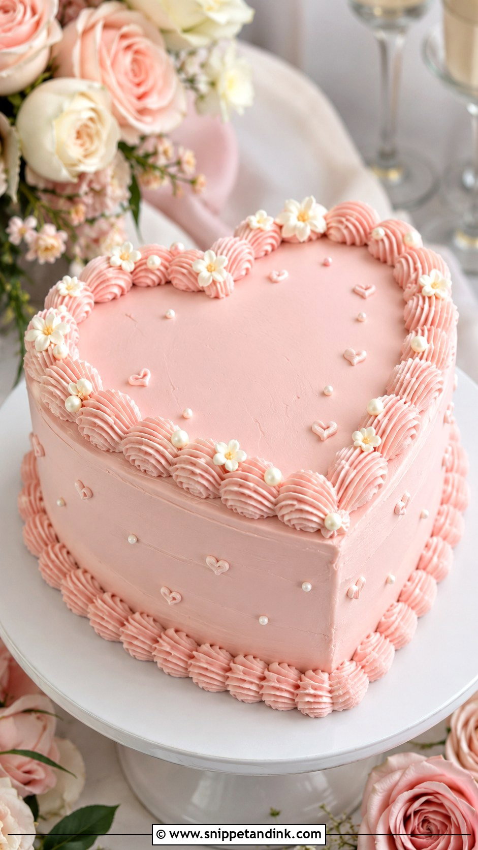Small Heart Shaped Wedding Cake With Pink Buttercream - Snippet and Ink - 25 Small Heart Shaped Wedding Cake Ideas