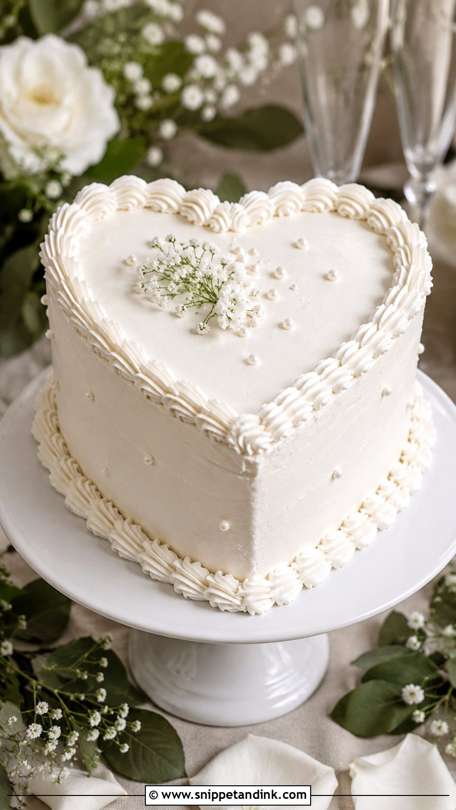 Small Heart Shaped Wedding Cake With White Buttercream - Snippet and Ink - 25 Small Heart Shaped Wedding Cake Ideas