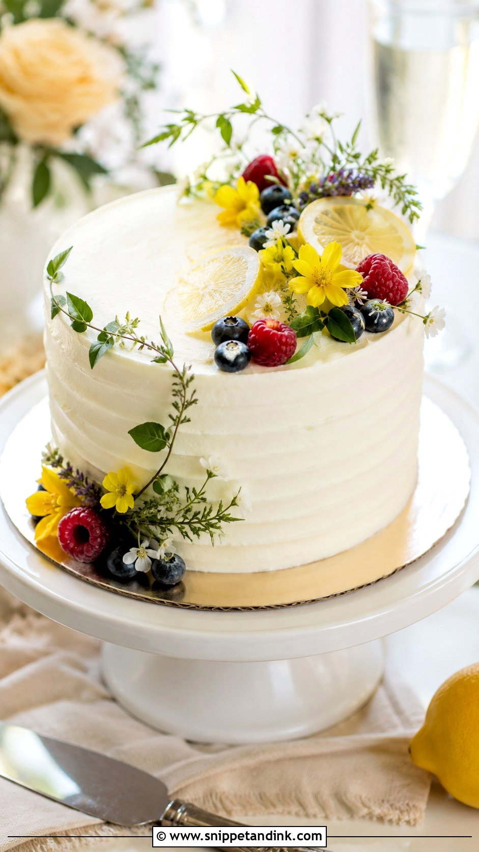 Small Lemon Wedding Cake - Snippet and Ink - 25 Small Single Tier Wedding Cake Ideas