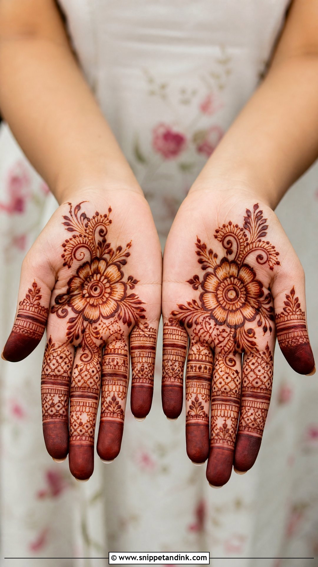 Small Palm Full Finger Mehndi Design - Snippet and Ink - 30 Small Palm Mehndi Designs