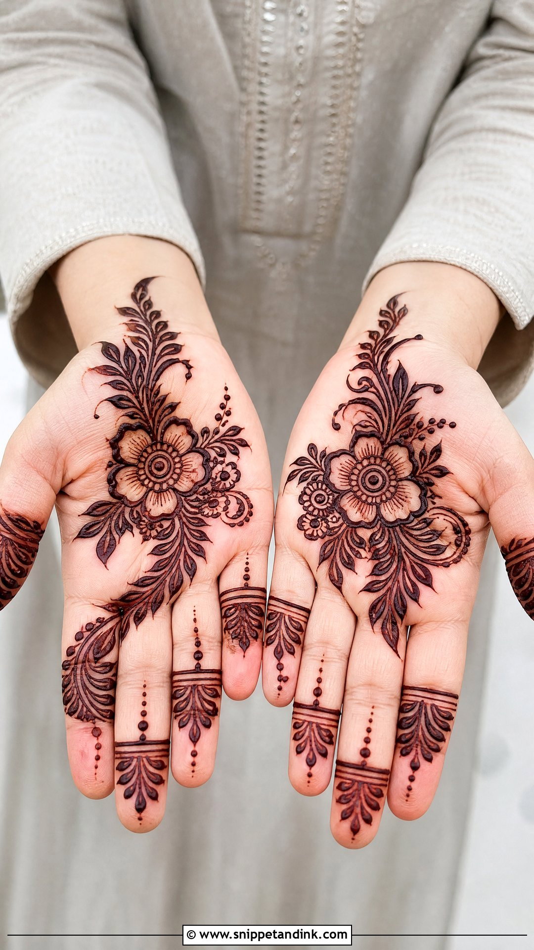 Small Palm Gulf Mehndi Design - Snippet and Ink - 30 Small Palm Mehndi Designs