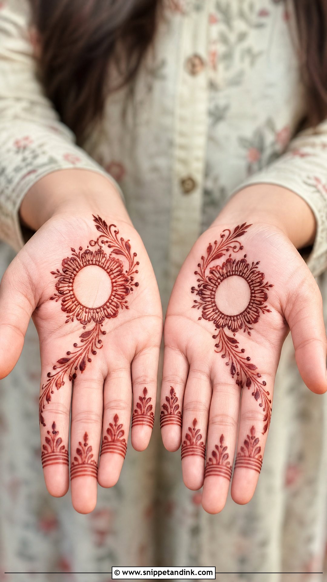 Small Palm Negative Space Mehndi Design - Snippet and Ink - 30 Small Palm Mehndi Designs