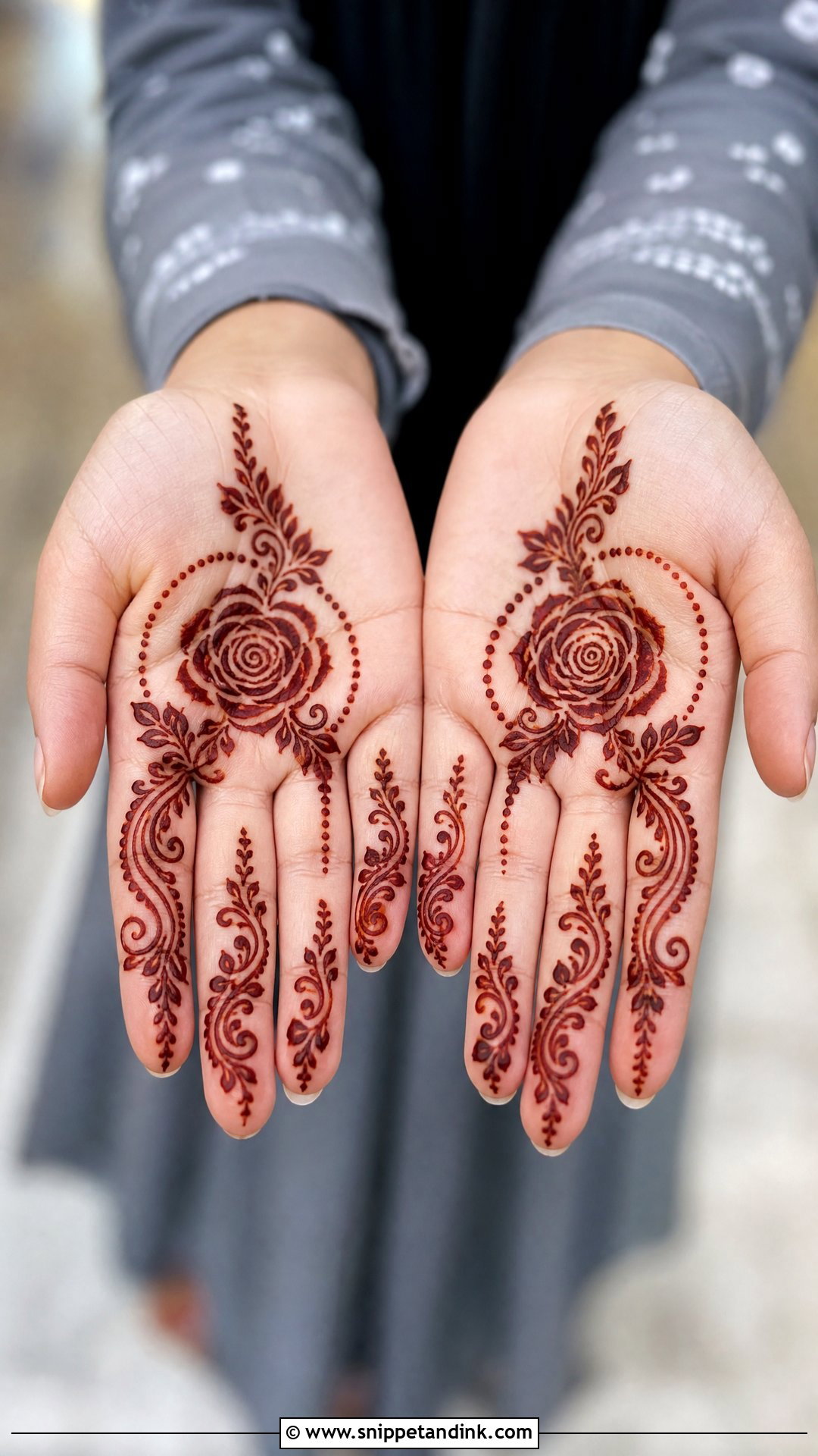 Small Palm Rose Mehndi Design - Snippet and Ink - 30 Small Palm Mehndi Designs