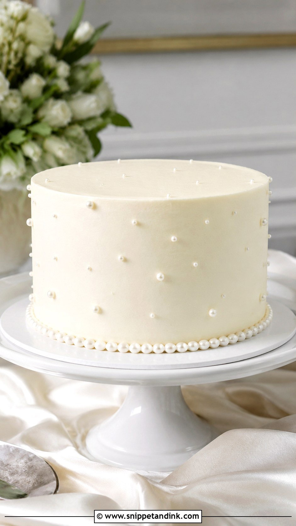Small Pearl Wedding Cake - Snippet and Ink - 25 Small Single Tier Wedding Cake Ideas