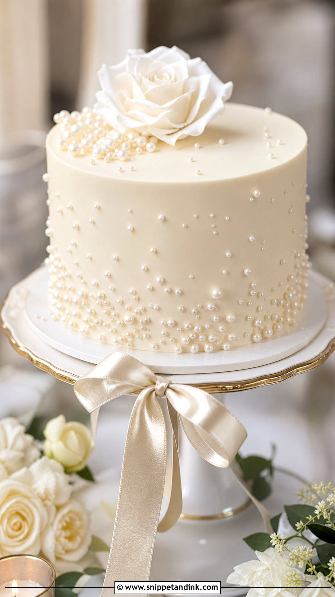 Small Pearl Wedding Cake - Snippet and Ink - 25 Small Wedding Cake Ideas