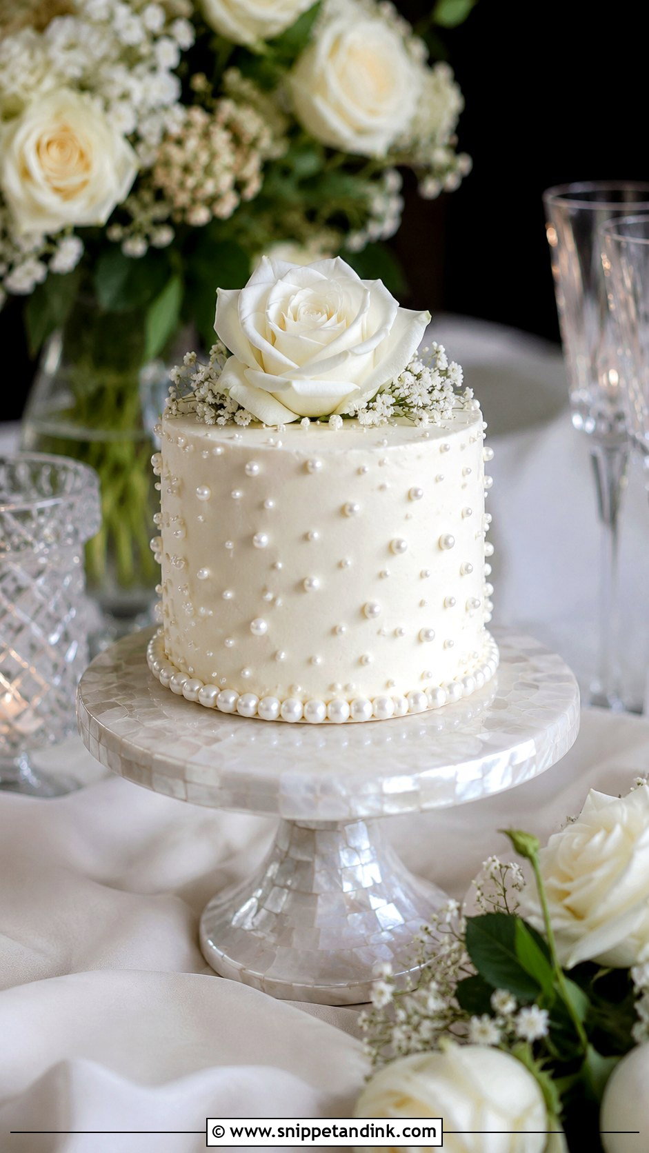 Small Pearl Wedding Cake - Snippet and Ink - 20 Wedding Cake Ideas for Small Wedding