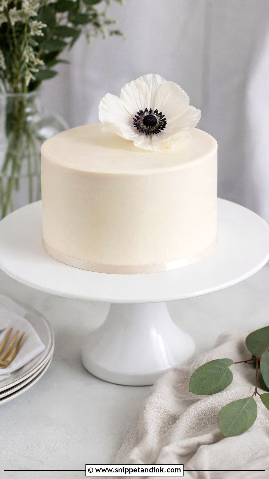 Small Pressed Flower Wedding Cake - Snippet and Ink - 25 Small Single Tier Wedding Cake Ideas