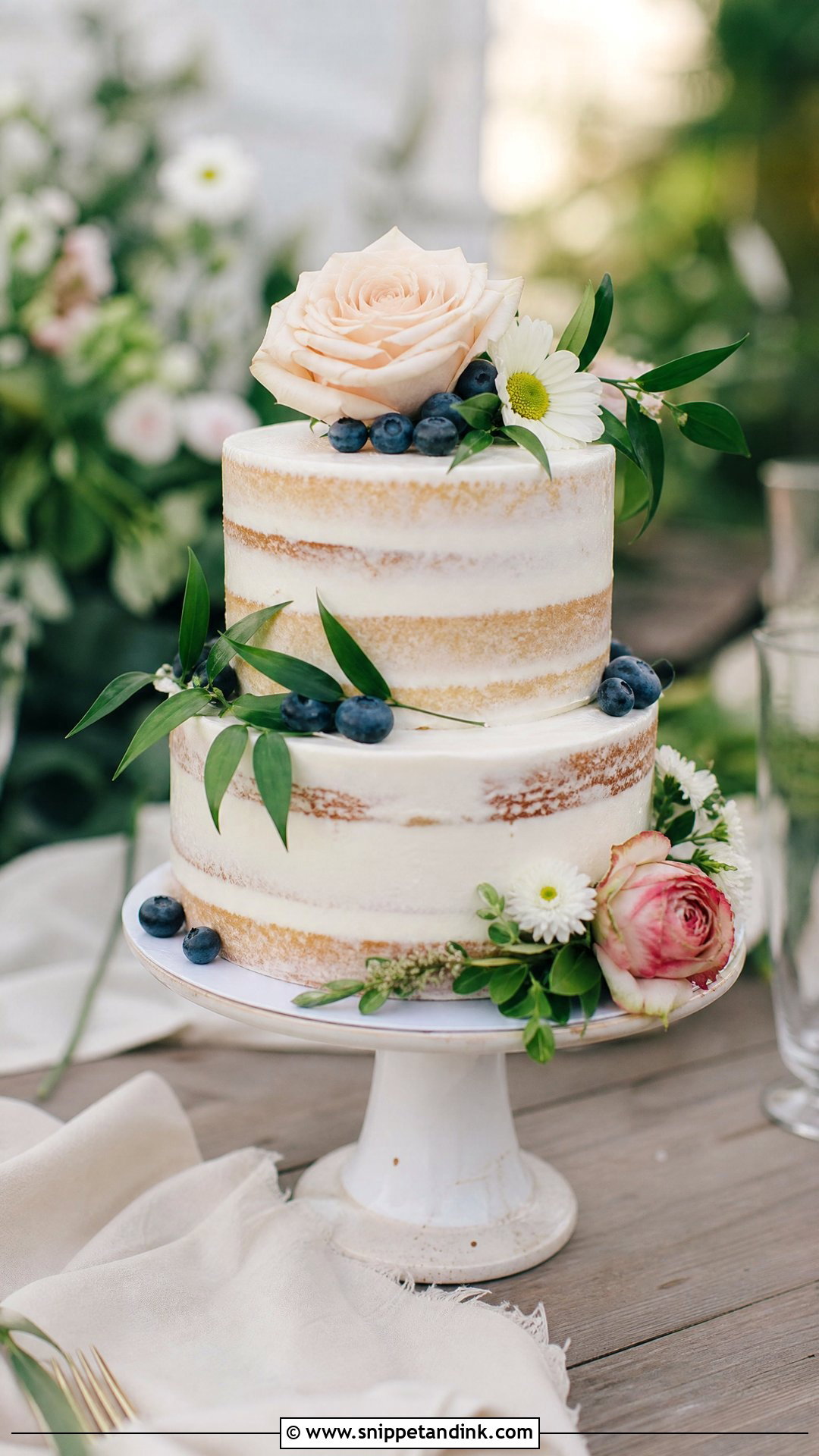Small Semi Naked Wedding Cake - Snippet and Ink - 30 Small Wedding Cakes
