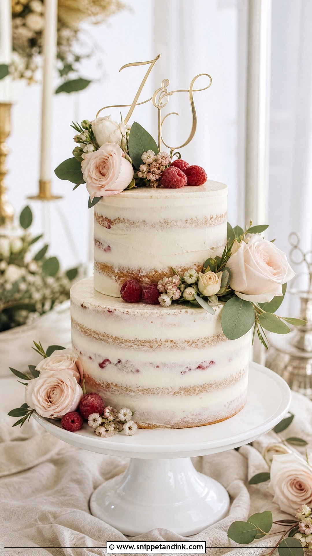 Small Semi Naked Wedding Cake - Snippet and Ink - 20 Small Wedding Cake Ideas