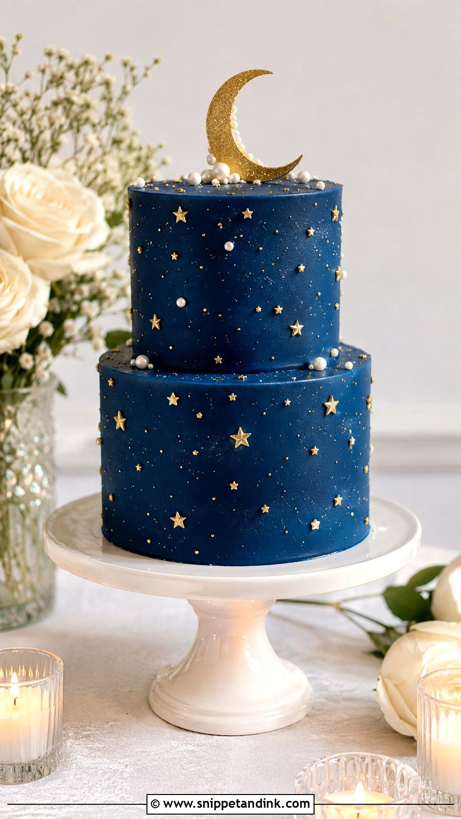 Small Starry Night Wedding Cake - Snippet and Ink - 20 Starry Night Cake Ideas for Wedding