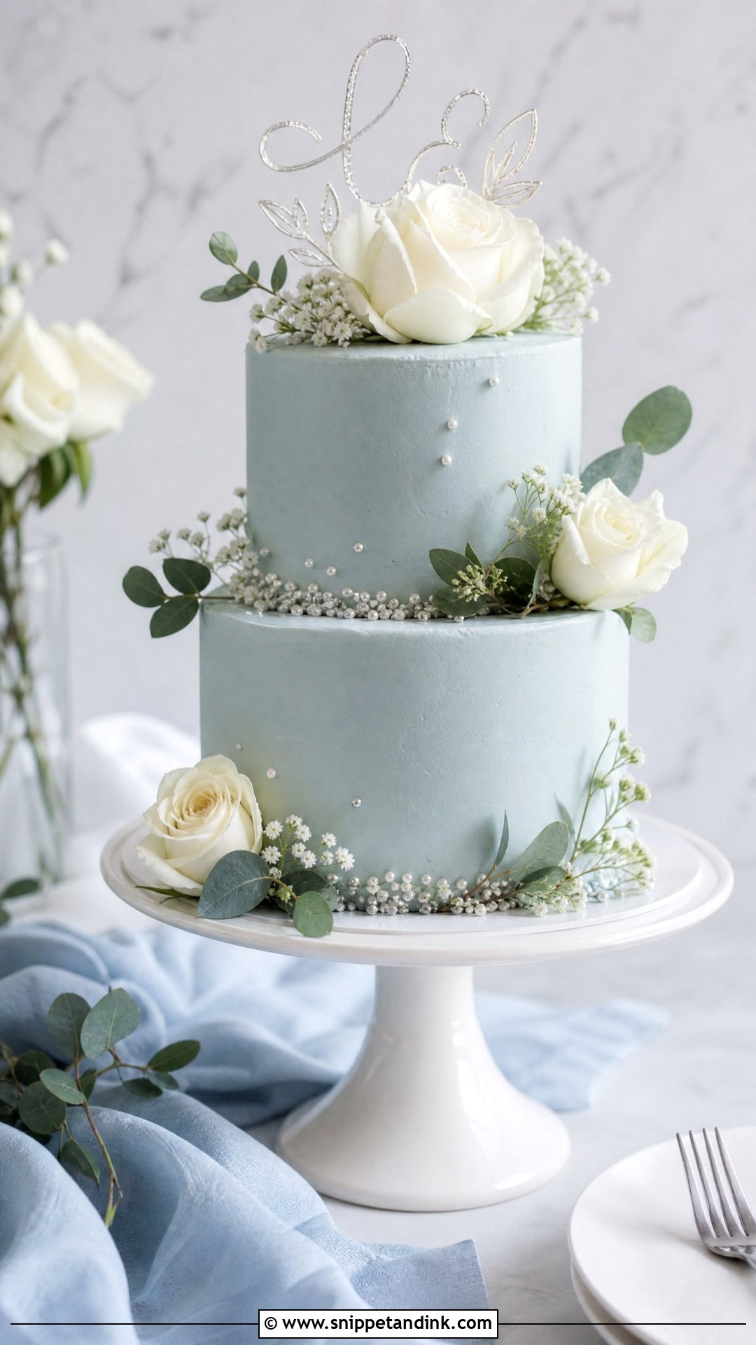 Small Two Tier Blue Wedding Cake - Snippet and Ink - 20 Small Two Tier Cake Ideas for Wedding