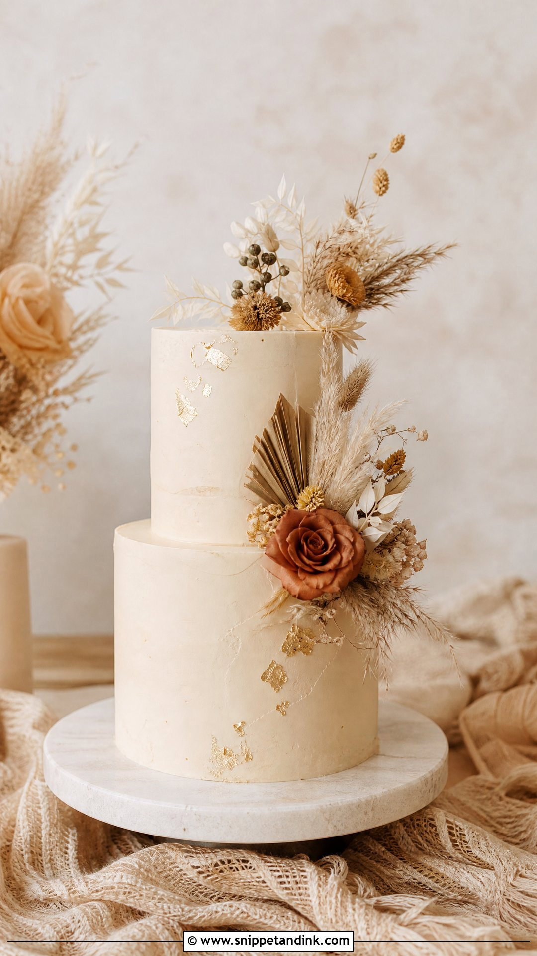 Small Two Tier Boho Wedding Cake - Snippet and Ink - 20 Small Two Tier Cake Ideas for Wedding