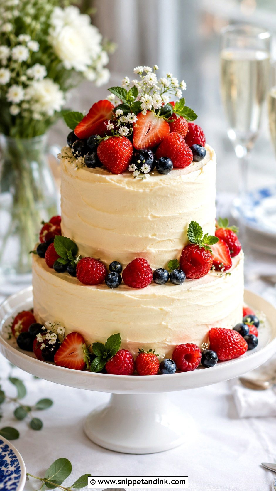 Small Two Tier Wedding Cake With Berries - Snippet and Ink - 20 Simple Small Two Tier Wedding Cake Ideas