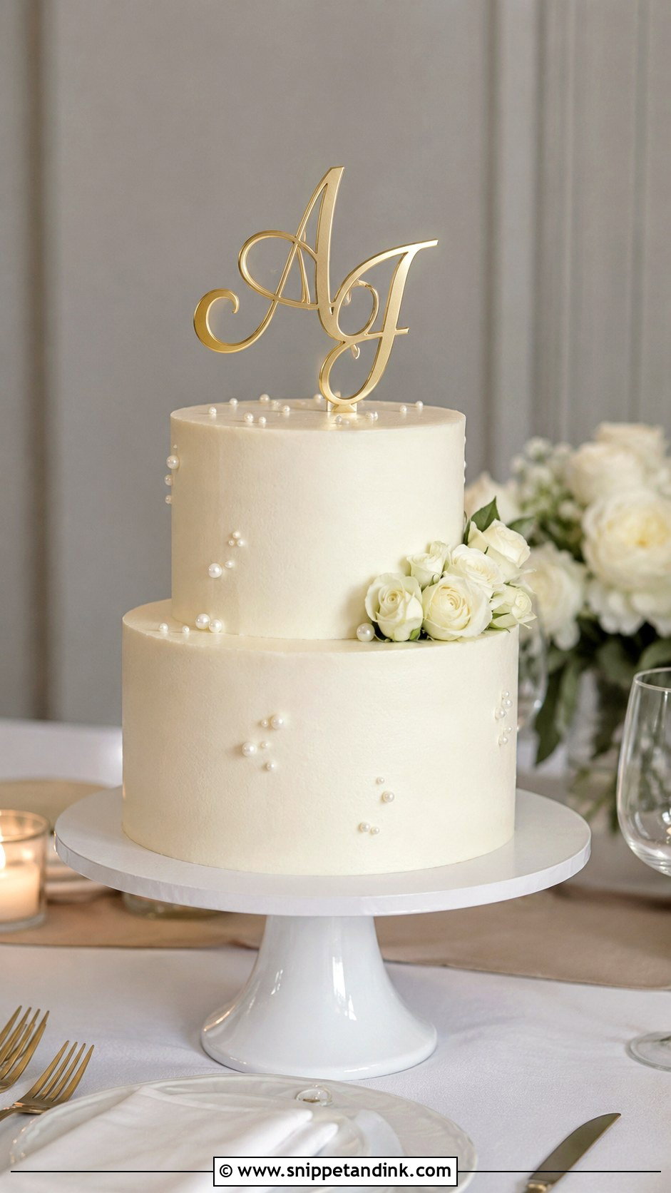Small Two Tier Wedding Cake With Cake Topper - Snippet and Ink - 20 Simple Small Two Tier Wedding Cake Ideas