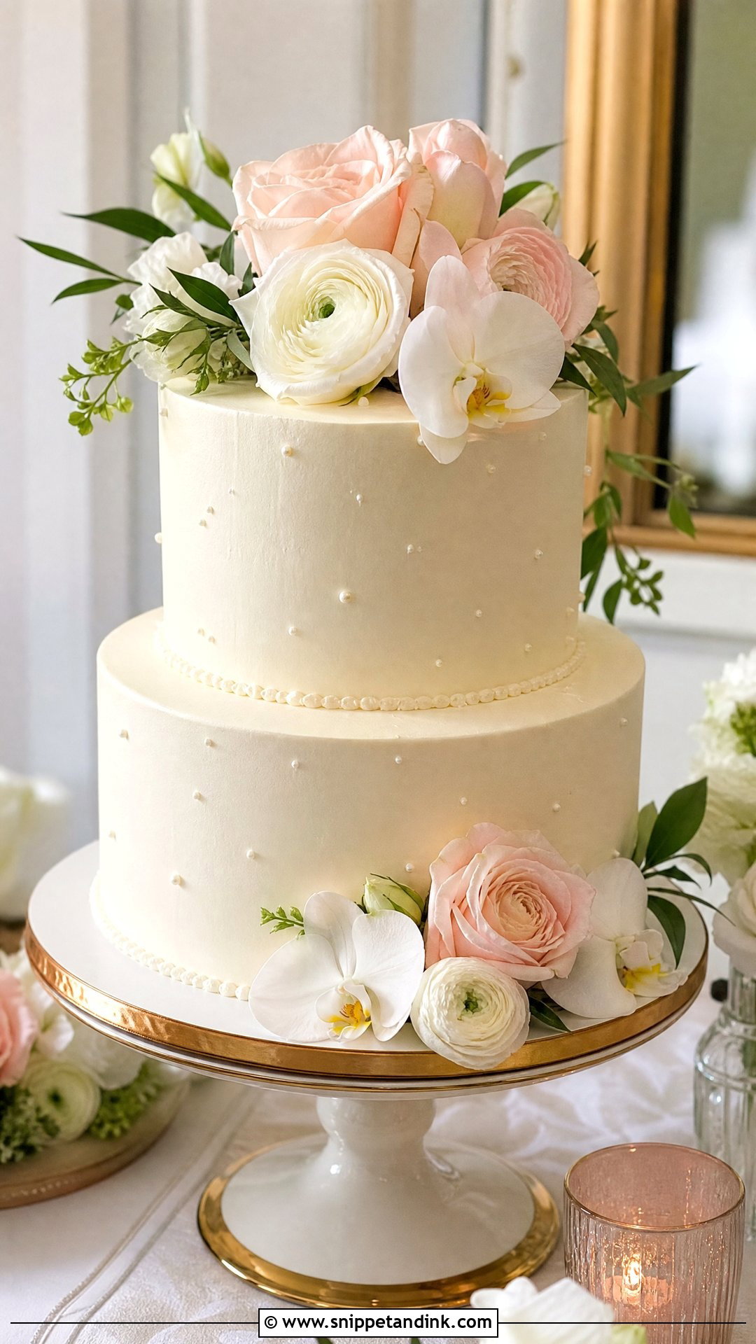Small Two Tier Wedding Cake With Fresh Flowers - Snippet and Ink - 20 Small Two Tier Cake Ideas for Wedding