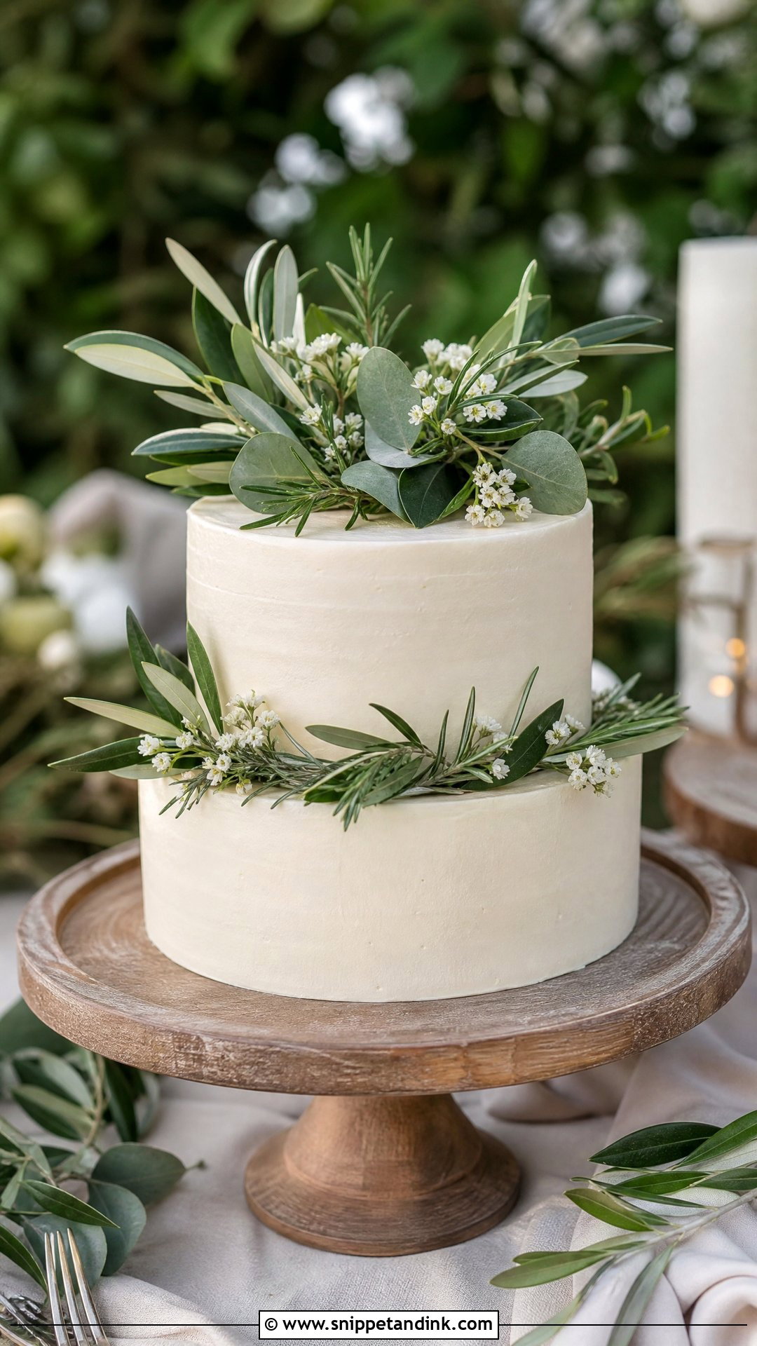 Small Two Tier Wedding Cake With Greenery - Snippet and Ink - 20 Small Two Tier Cake Ideas for Wedding