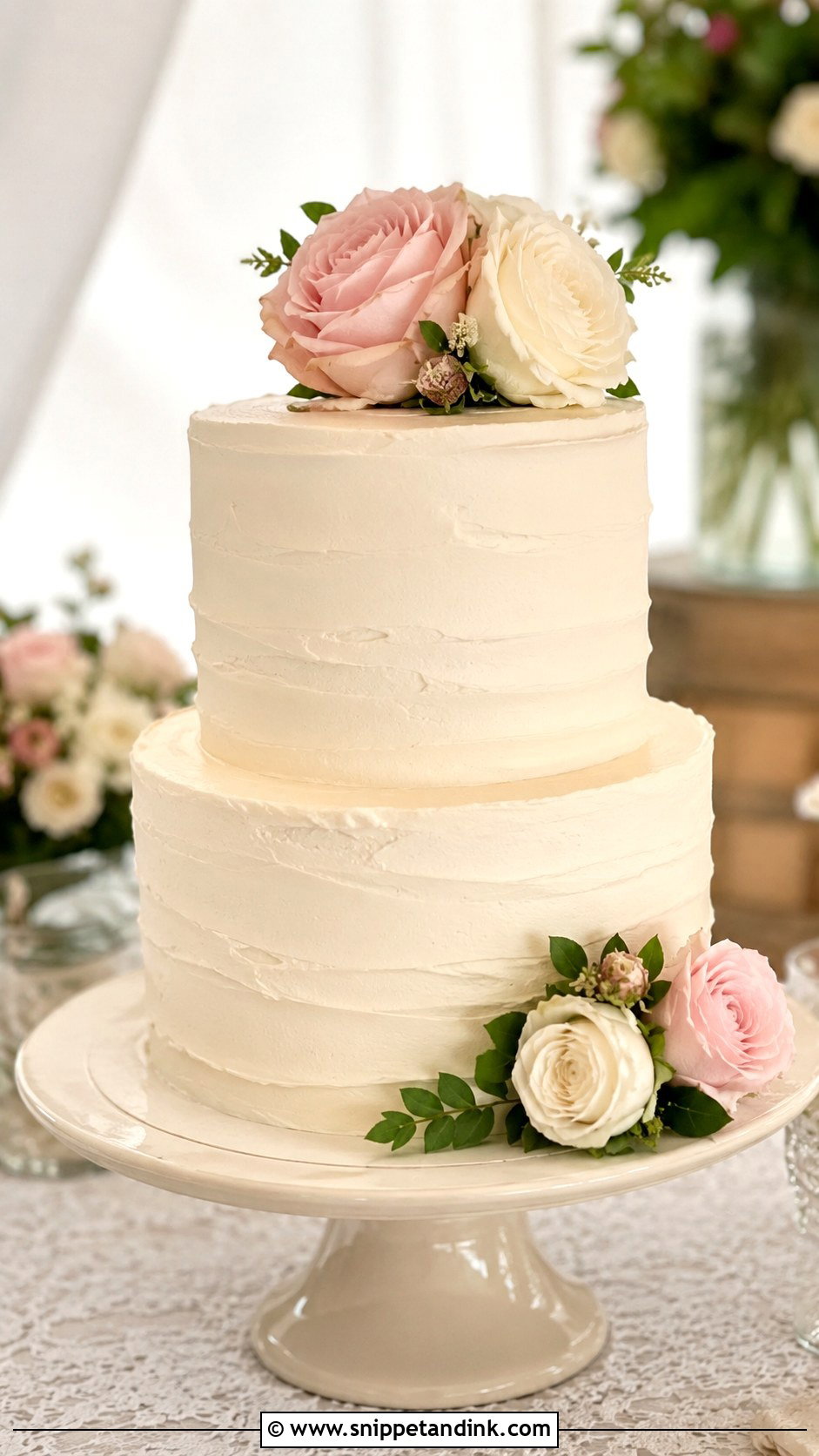 Small Two Tier Wedding Cake With Roses - Snippet and Ink - 20 Simple Small Two Tier Wedding Cake Ideas