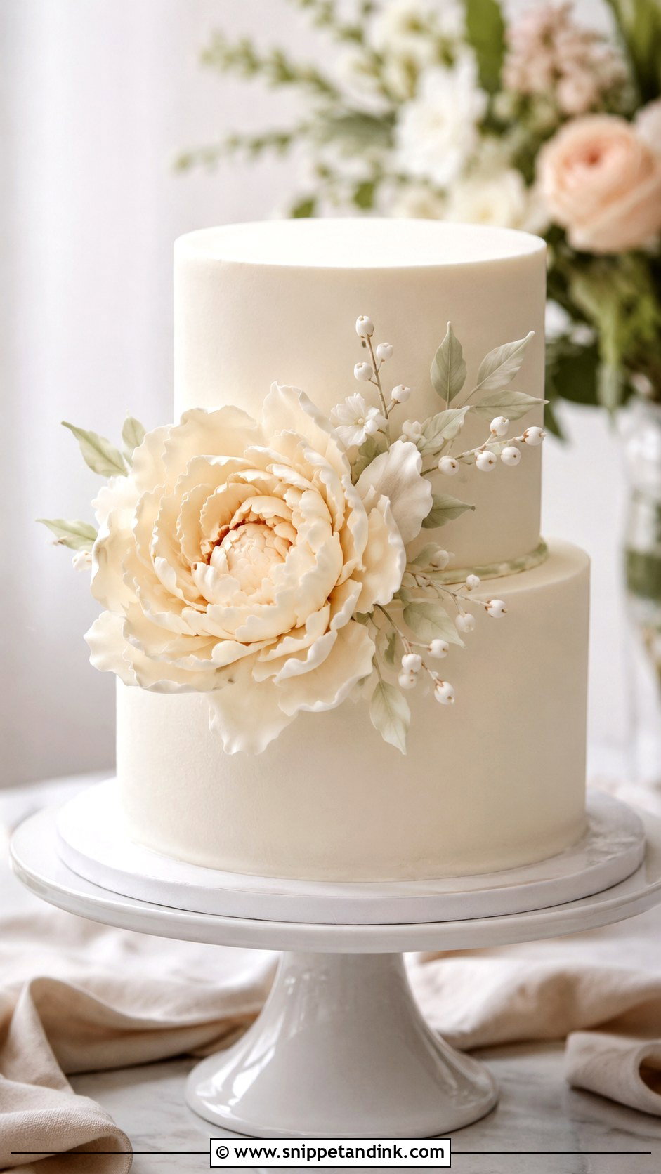 Small Two Tier Wedding Cake With Sugar Flowers - Snippet and Ink - 20 Simple Small Two Tier Wedding Cake Ideas